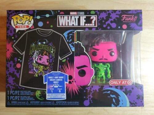 Black Light Funko Pop and Large Tee: KILLMONGER What If? Exclusive Large tee. 海外 即決
