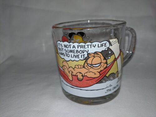 Vintage 1978 McDonald's Garfield Glass Coffee Cup Mug It's Not a Pretty Life 海外 即決
