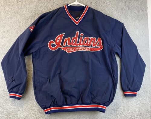Starter Cleveland Indians Jacket 3XL Blue Windbreaker HOLES / 78-31 海外 即決
