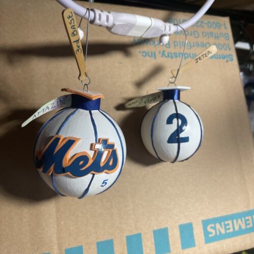 New York Mets & NEW YORK YANKEES Christmas Ornament HAND MADE 1 Of A Kind 海外 即決