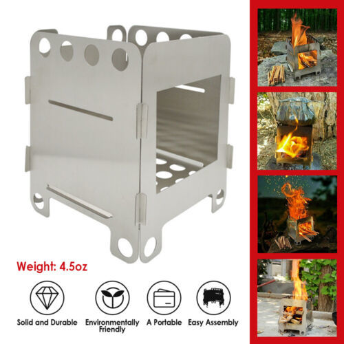 Portable Wood Burning Folding Camping Stove Lightweight for Camping Picnic USA 海外 即決