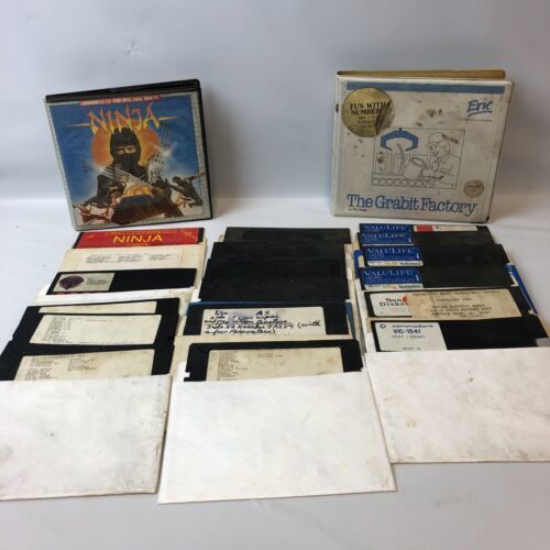 Vintage Commodore 64 64C Lot 16 Computer Game Floppy Disk Lot Retro Ninja Grabi 海外 即決