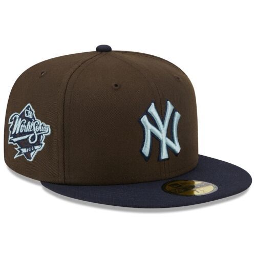 New Era New York Yankees Walnut & Navy 5950 Hat 1999 WS Patch Size 7 5/8 海外 即決
