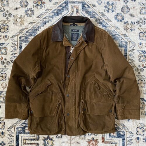 Large Nautica corduroy leather quilted liner men’s vtg jacket coat 海外 即決