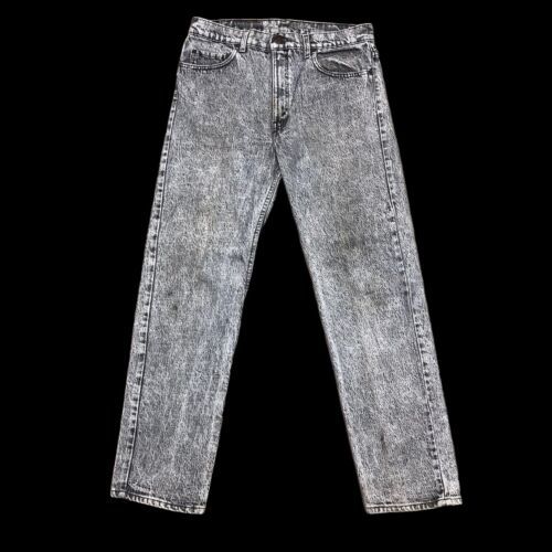 Vintage Levis 595 Jeans Mens 34x32 Black Acid Wash Denim Distressed (36x32 Tag) 海外 即決