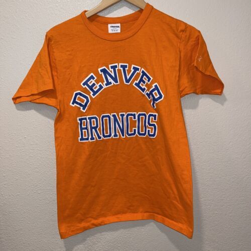 Vintage Denver Broncos T Shirt Starter Single Stitch NFL 80s USA Medium Orange 海外 即決