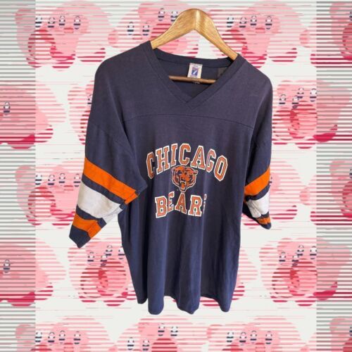 Vintage single stitch Chicago bears jersey t shirt Size L 90s Logo 7 USA Made 海外 即決