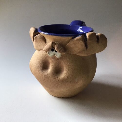 Mega Moose Mug Pottery Coffee Cup Clay Handmade 3D Purple Blue Color Comic 16oz 海外 即決
