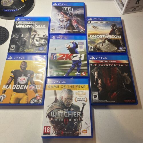 PS4 Game Bundle Lot - 7 games- 2K21 PGA/The Witcher/Madden 19/Metal Gear/Jedi + 海外 即決