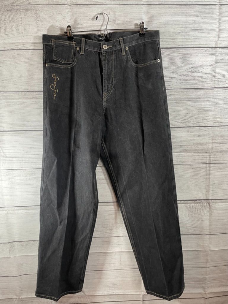 Sean John - Men's Black Denim Logo Jeans - Size 38 x 32 海外 即決
