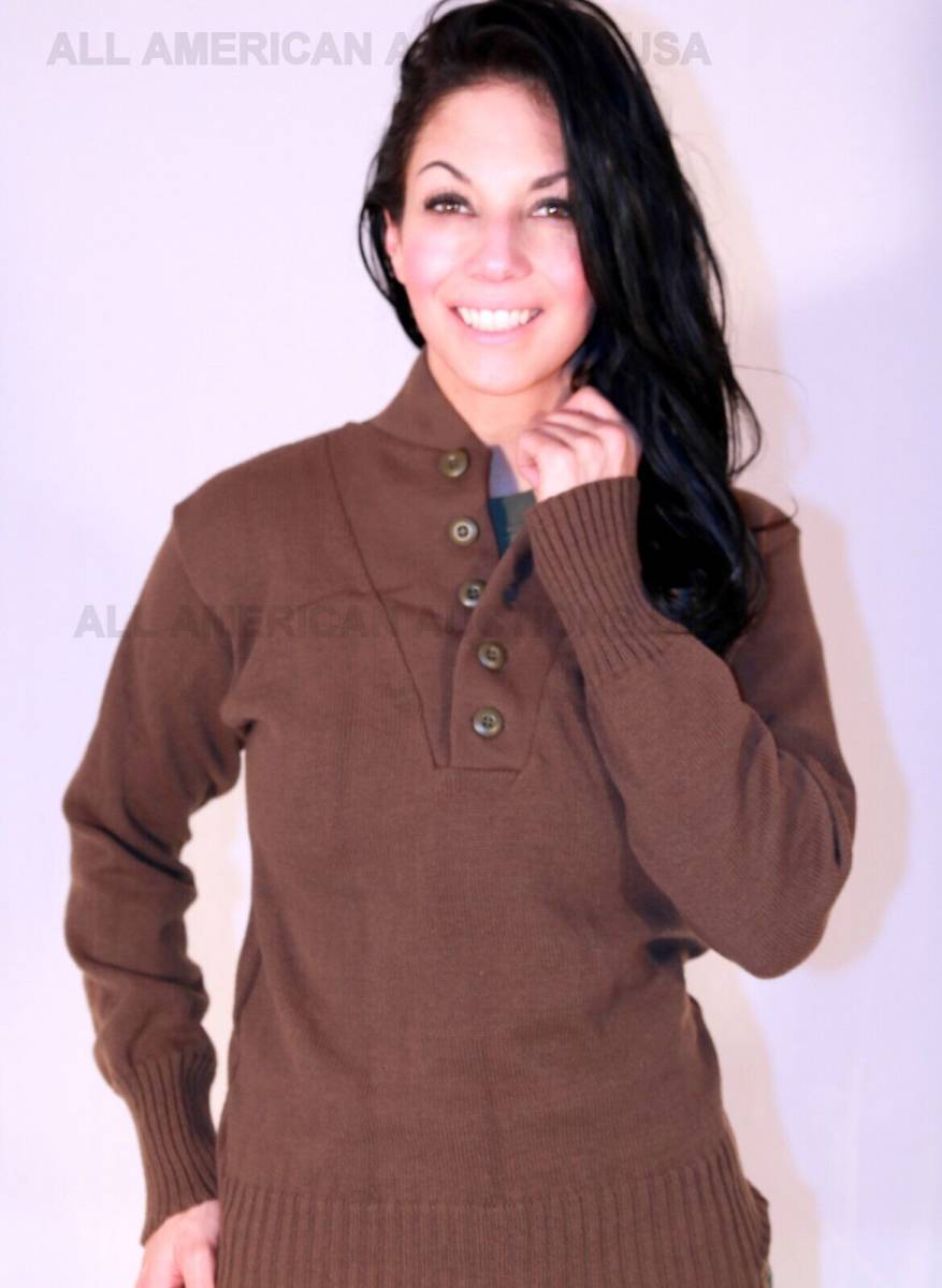 WW II 100% ACRYLIC OD BROWN 5 BUTTON SWEATER MILITARY ARMY MENS SMALL 32 CHEST D 海外 即決