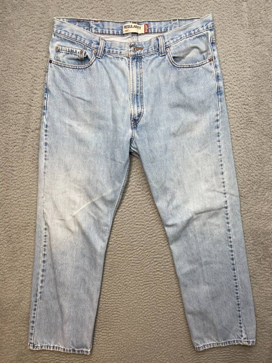 Levis 505 Regular Fit Jeans Mens Size 40x32 Light Wash Actual 39x31 海外 即決