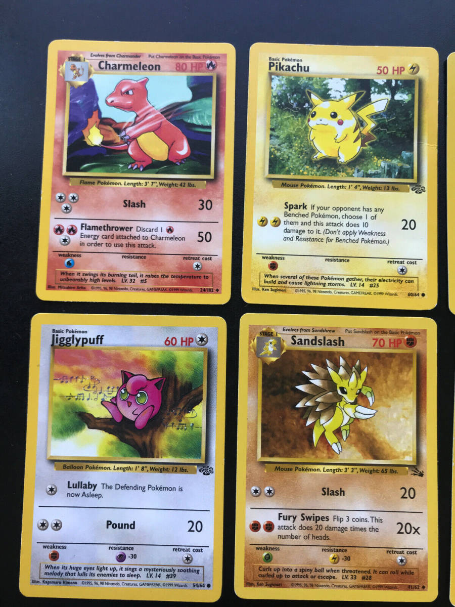 6 Pokemon Cards 1999 - Lightly Played Charmander, Charmeleon, Pikachu and more 海外 即決 3