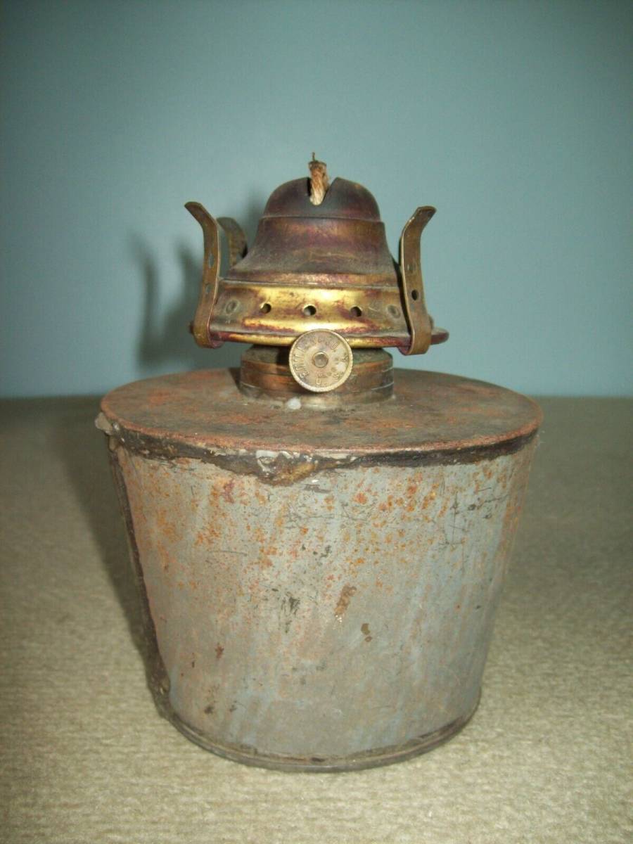 antique tin oil lamp E.Miller Co venus burner 海外 即決