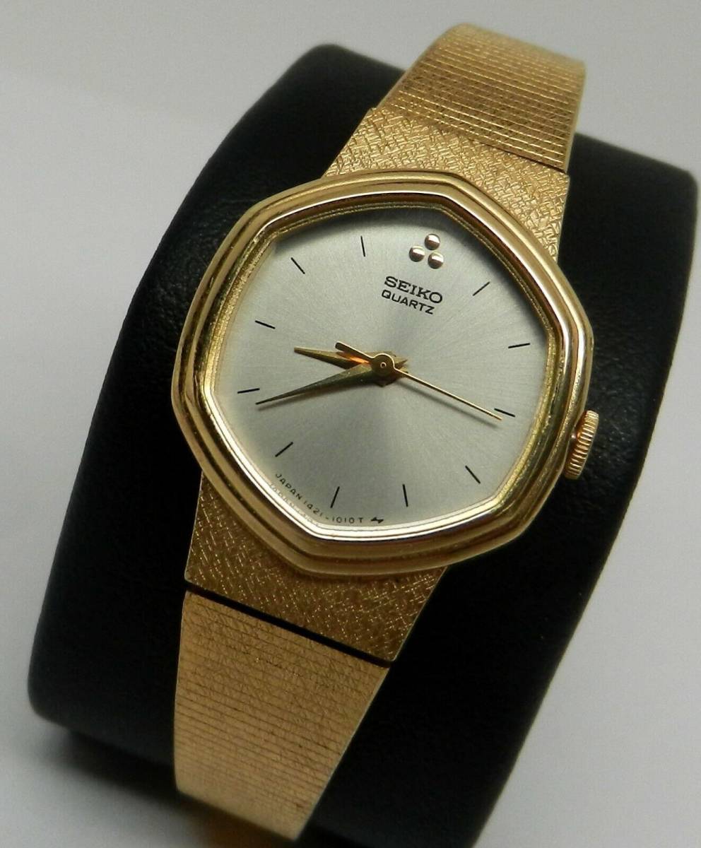 Womens Small Petite Classic Japan Seiko 1421-5609 Gold Tone Polygon Wrist Watch 海外 即決