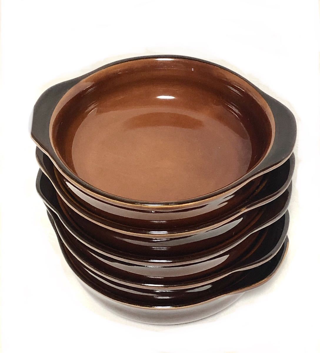 ■グラタン皿 5枚セット■ブラウン・17cm×14.8cm×4.2cm・耐熱・ドリア・オーブン・焼き物・焼き料理・洋食の画像1