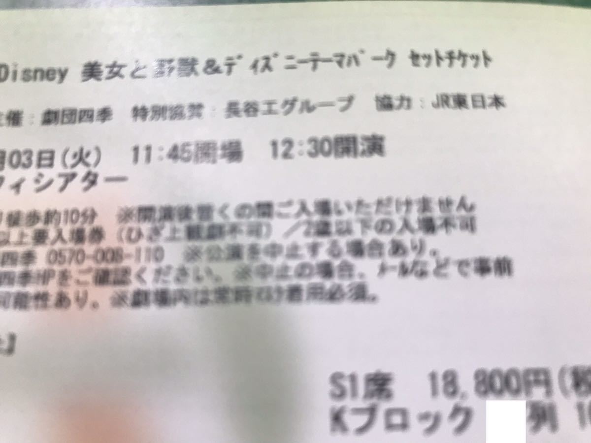 最上の品質な 劇団四季 美女と野獣ペアチケット 舞浜 ienomat.com.br