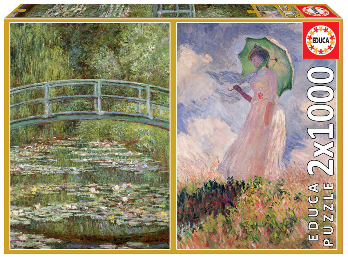 EDUCA 19027 1000ピース ジグソーパズル ドイツ発売 モネ 睡蓮 Monet The Water-Lily Pond + Woman With Parasol Turned to the Left_画像1