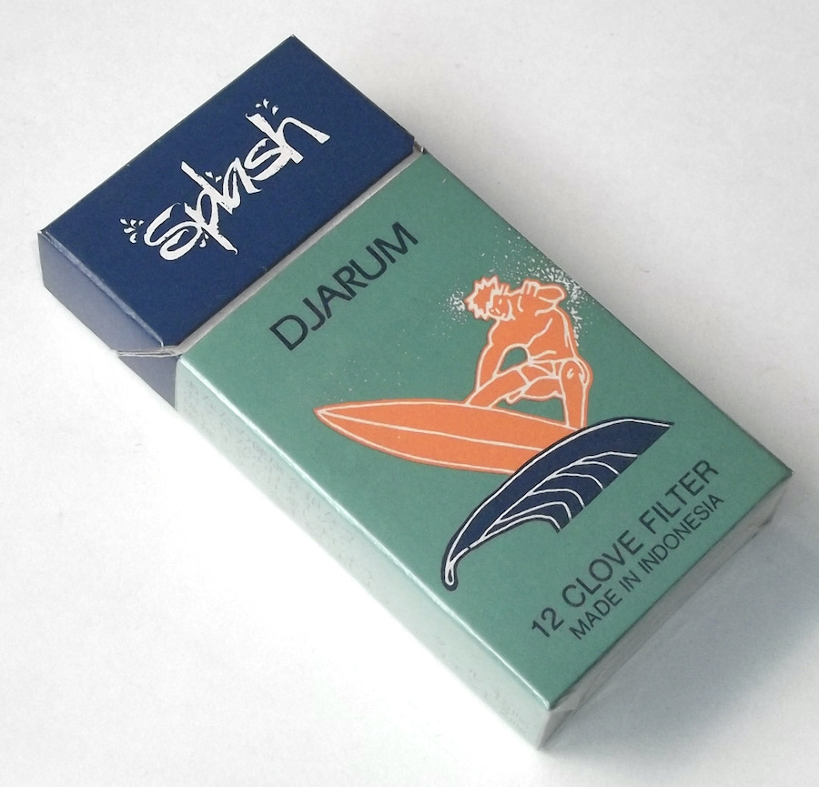 ビンテージ 古い たばこ 空き箱 ジャルム スプラッシュ DJARUM SPLASH インドネシア サーフィン ガラム 旧ラベル 容器 パッケージ レトロ_画像1