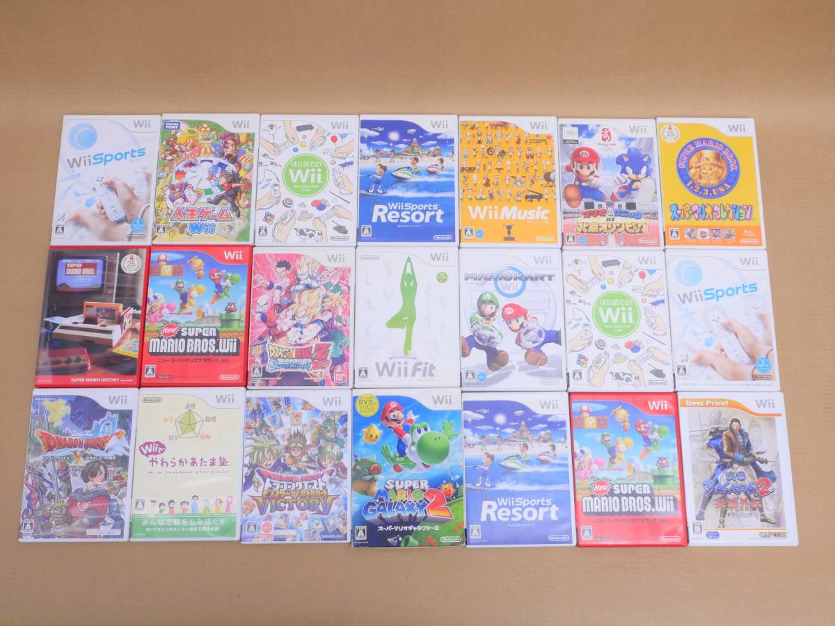 Wiiソフト 20本セット 人生ゲーム マリオ ドラゴンボールZ ドラクエ やわらかあたま塾 Wiiミュージック Wiiスポーツ 戦国BASARA A12/8-5_画像1
