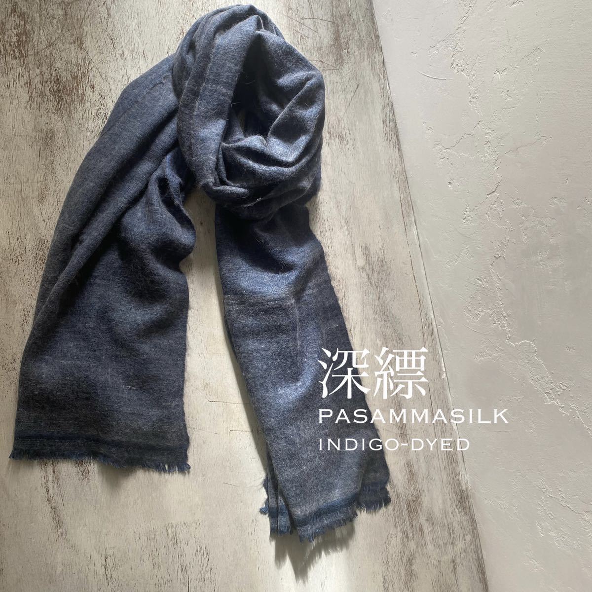 最高 パシュミナ pashmina 新品 カシミア エスニック スカーフ 大判 藍