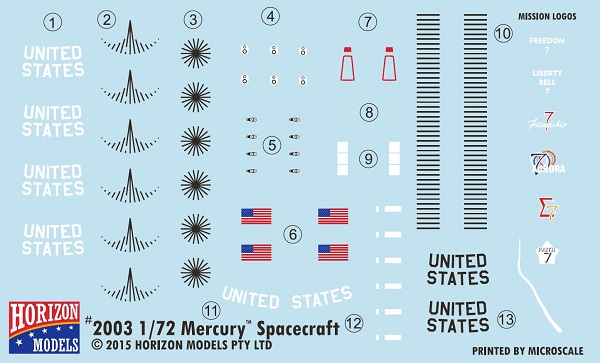  Horizon model 1/72 Mercury space ship NASA cosmos Rocket plan Mercury Spacecraft Horizon Models 2003