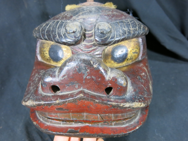 A　獅子頭　江戸時代　神社　面　木彫　祭り　奉納　神道　信仰_画像9