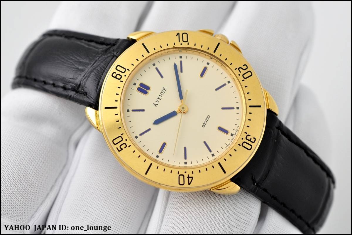 Seiko avenue * men's wristwatch quartz Gold color gold color unused belt  attaching 5P31-6D40 SEIKO AVENUE QUARTZ GOLD: Real Yahoo auction salling