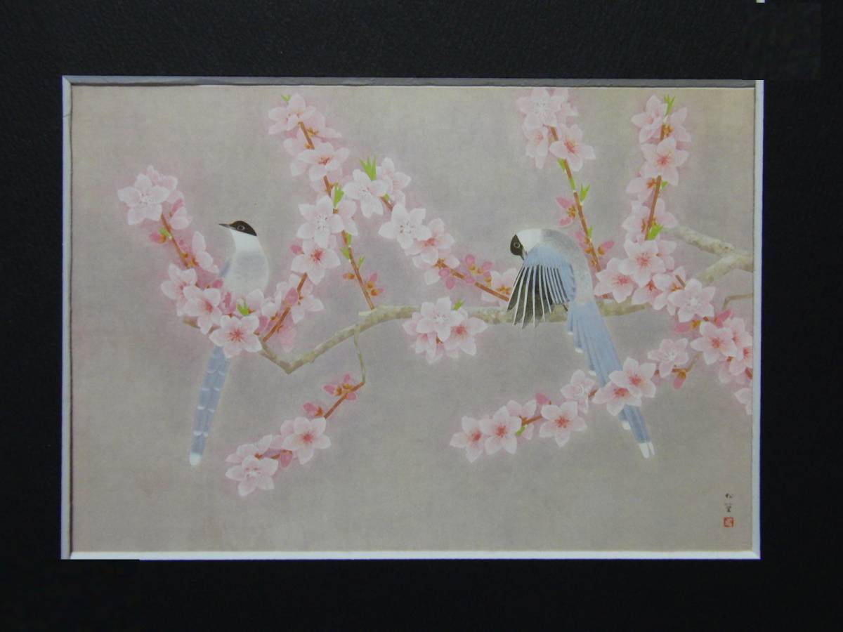 上村松篁 【桃花二題(二)】 高級画集画、状態良好、新品高級額装付、送料無料、日本画、絵画_画像3