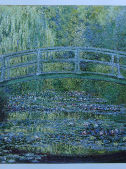 クロード・モネ、睡蓮のある池（日本の橋）、希少な画集より、状態良好、新品高級額、額装付、絵画 送料無料