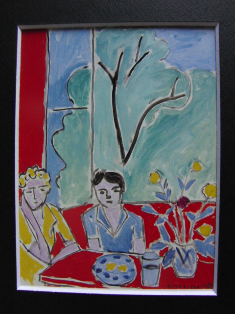 アンリ・マティス(Henri Matisse)、【赤と緑の背景の二人の娘】、高級