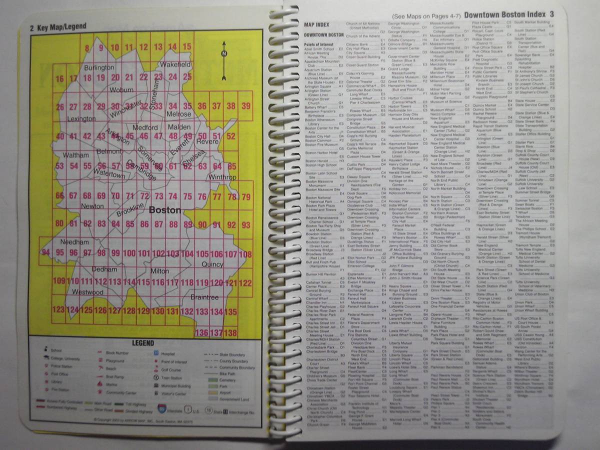 英語/地図「Metro Boston:Pocket Atlas:American Mapボストン都市圏区分図第3版」2003年_画像4