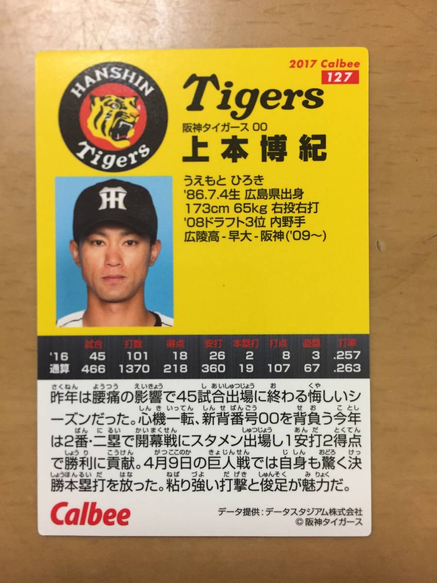 2017年カルビープロ野球カード・127・上本博紀(阪神タイガース)_画像2