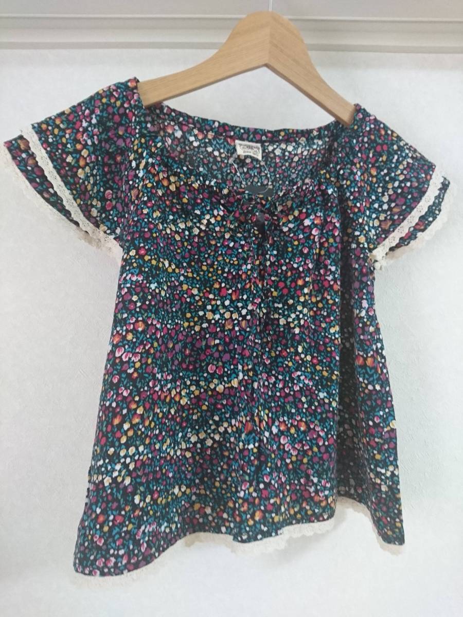 * new goods back number KIDS * small floral print soft short sleeves tops 90 size piling put on also recommendation 
