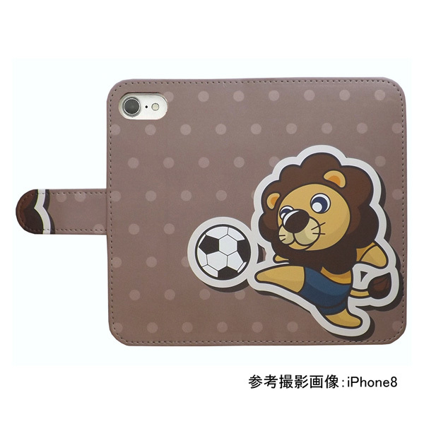 iPhone7 plus/iPhone8 plus　スマホケース 手帳型 プリントケース ライオン サッカー キャラクター_画像2