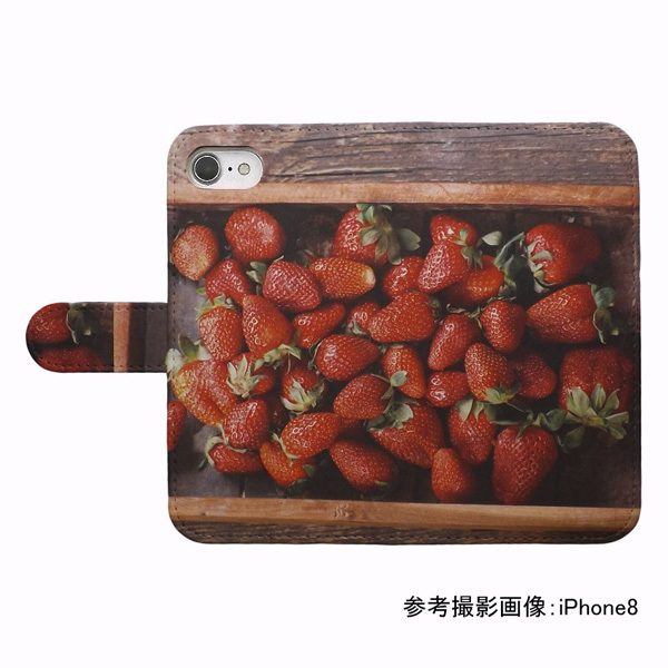 Xperia【docomo 1】　スマホケース 手帳型 プリントケース いちご フルーツ 食べ物_画像2