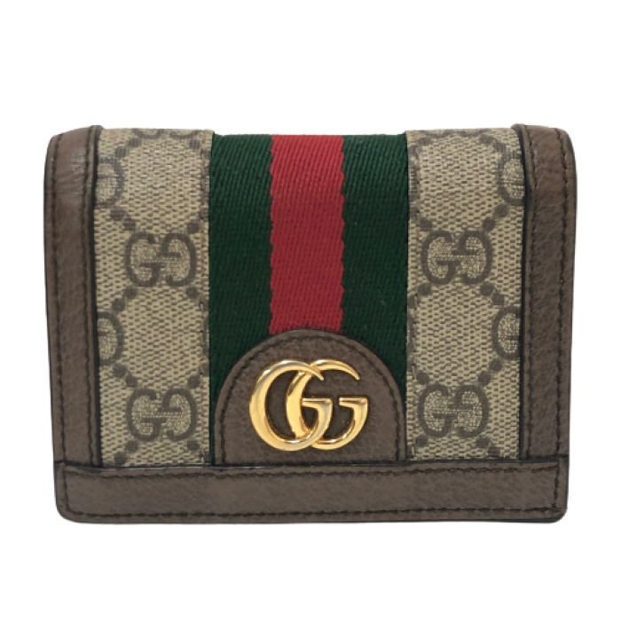 グッチ GUCCI オフディア GGスプリーム 二つ折り財布 523155 ブラウン GG柄