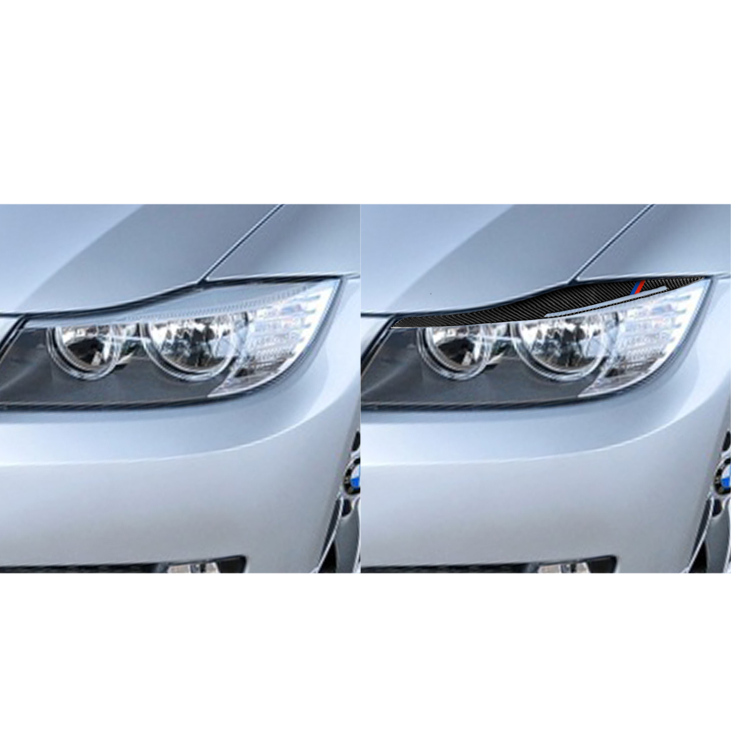 BMW E90 2009〜2012年 　リアルカーボン製　ヘッドライトアイライン　BMW色タイプ　左右2枚_画像3