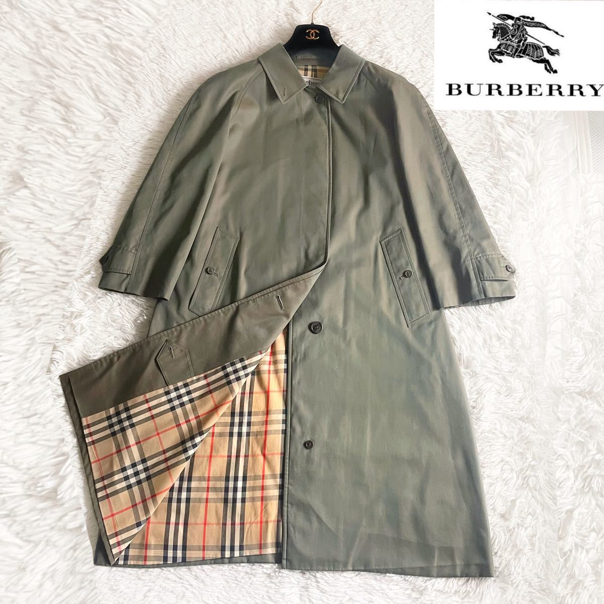 バーバリー バルマカーンコート 玉虫色 ノバチェック ステンカラーコート ロングコート BURBERRY ユニセックス ヴィンテージ 古着