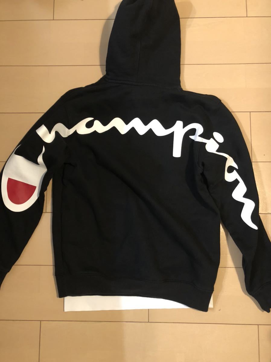 18SS Supreme Champion Hooded Sweatshirt シュプリーム チャンピオン パーカー　スウェット シャツ　m BLACK