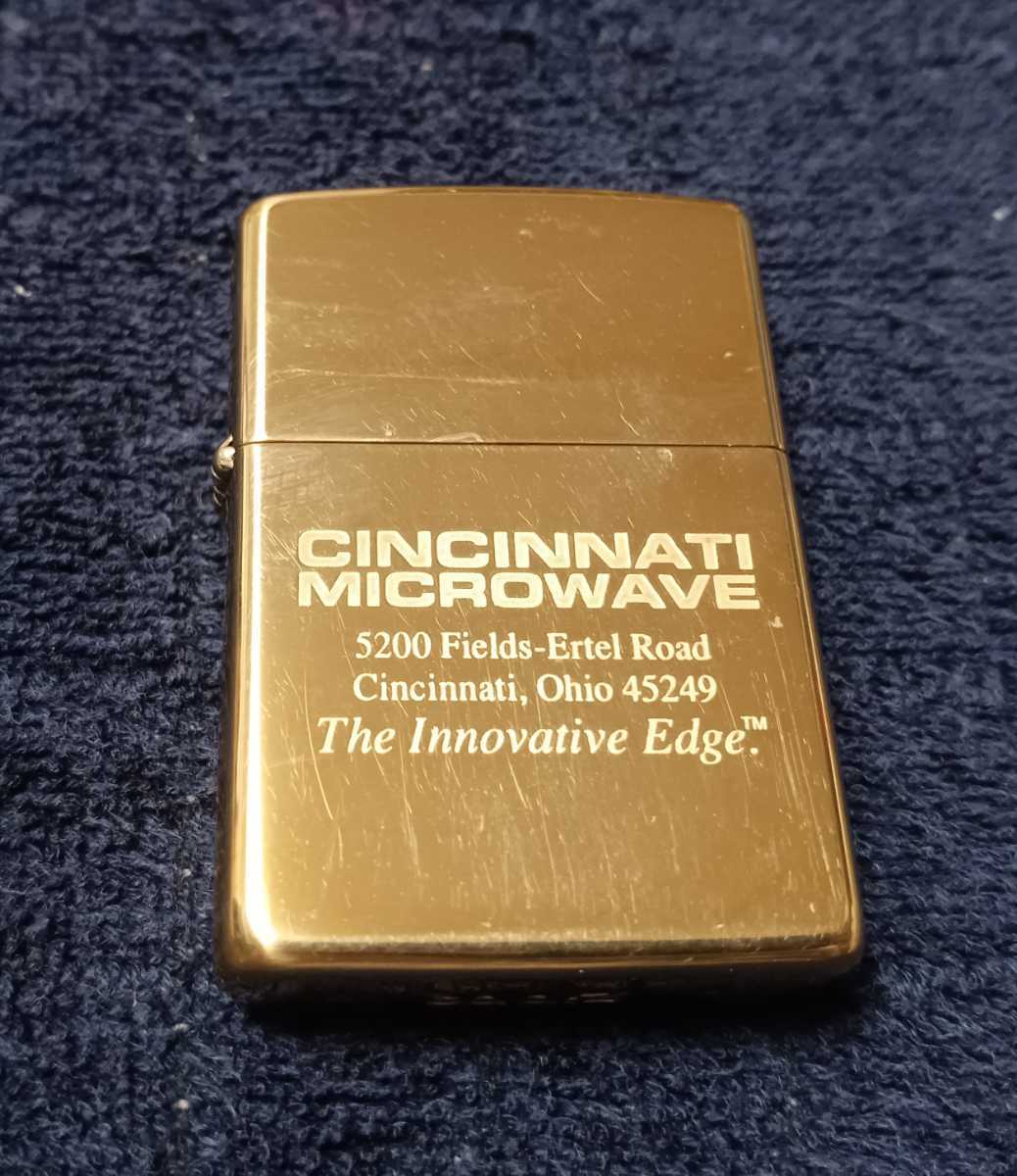 Zippo/ジッポー　CINCINNATI MICROWAVE 　1993年製 シンシナティ　ゴールド色　GOLD　COLOR_画像1