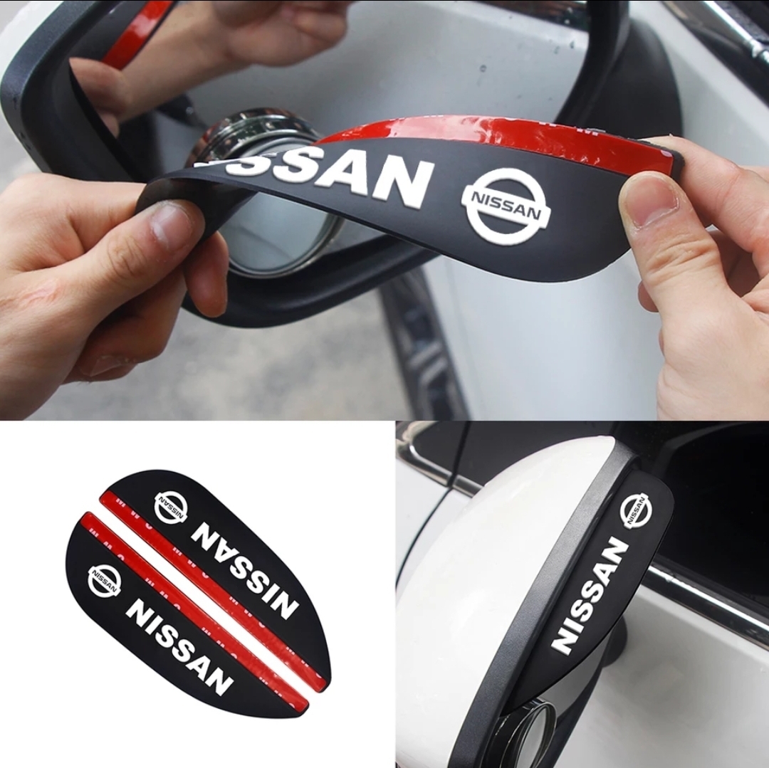  rain guard 2 pieces set Nissan NISSAN 3D with logo mirror visor silicon rainy season custom Elgrand side mirror Serena Note Wagon 