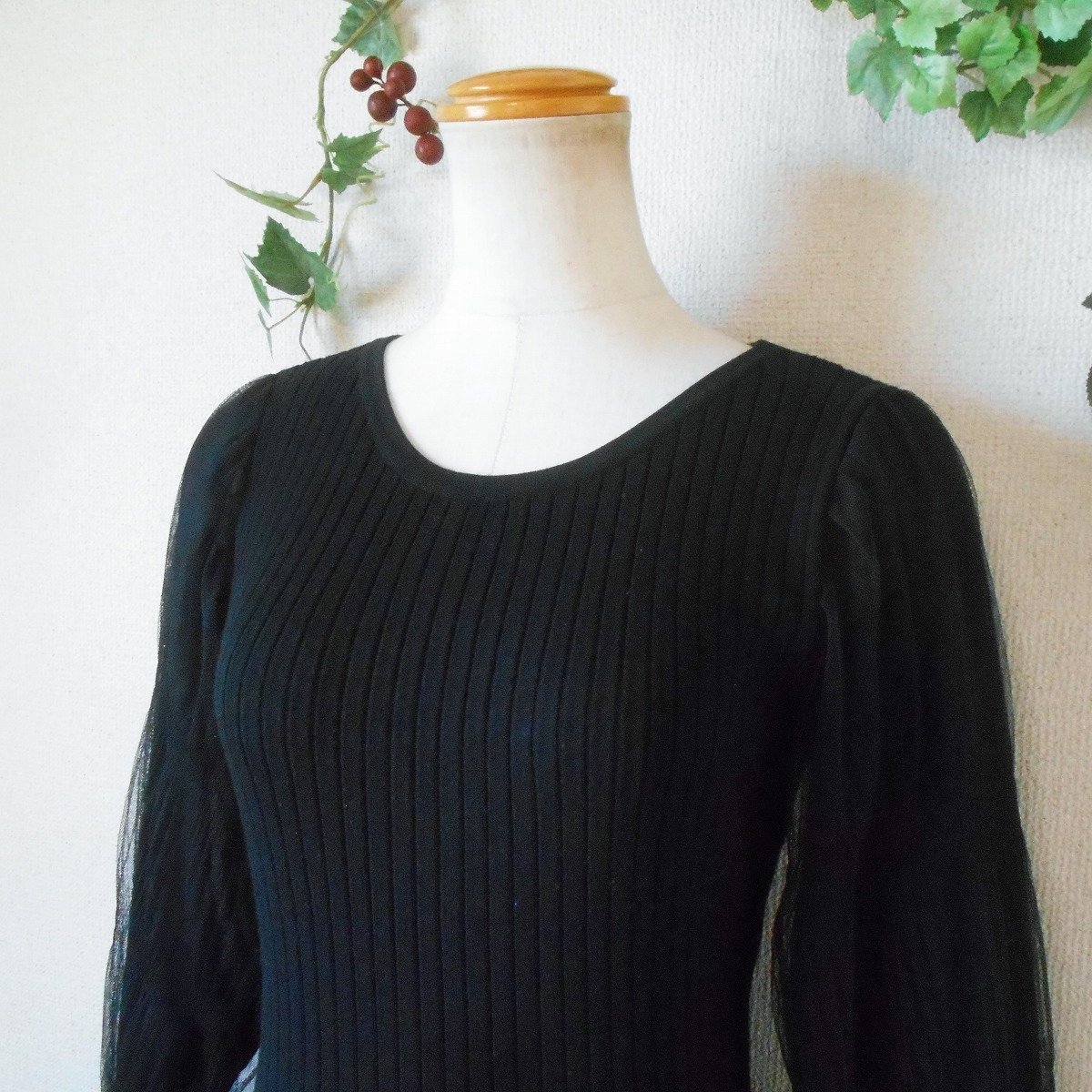  stock ) look / Laisse Passe LAISSE PASSE. sleeve chu-ru switch thin rib knitted sweater black 38