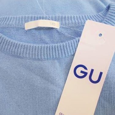  с биркой GU GU Kids девочка 140cm длинный рукав вязаный свитер бледно-голубой tops 