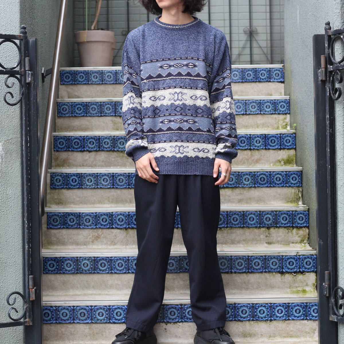 EU VINTAGE BRICE 3D DESIGN OVER KNIT/ヨーロッパ古着3Dデザイン