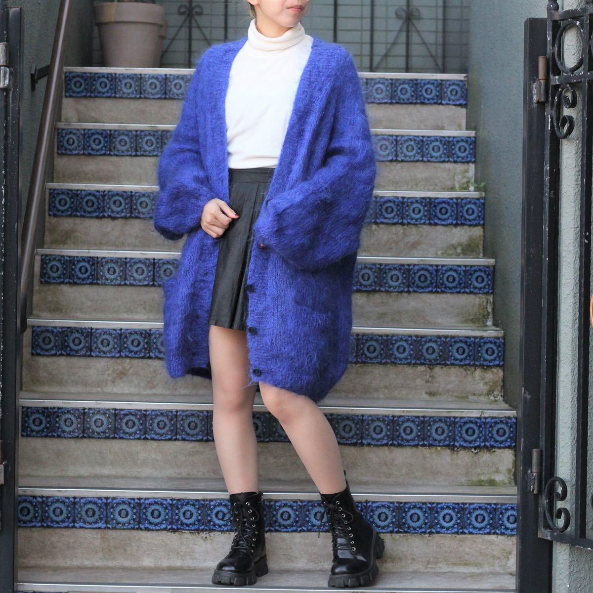 EU VINTAGE DESIGN MOHAIR LONG KNIT CARDIGAN/ヨーロッパ古着デザイン