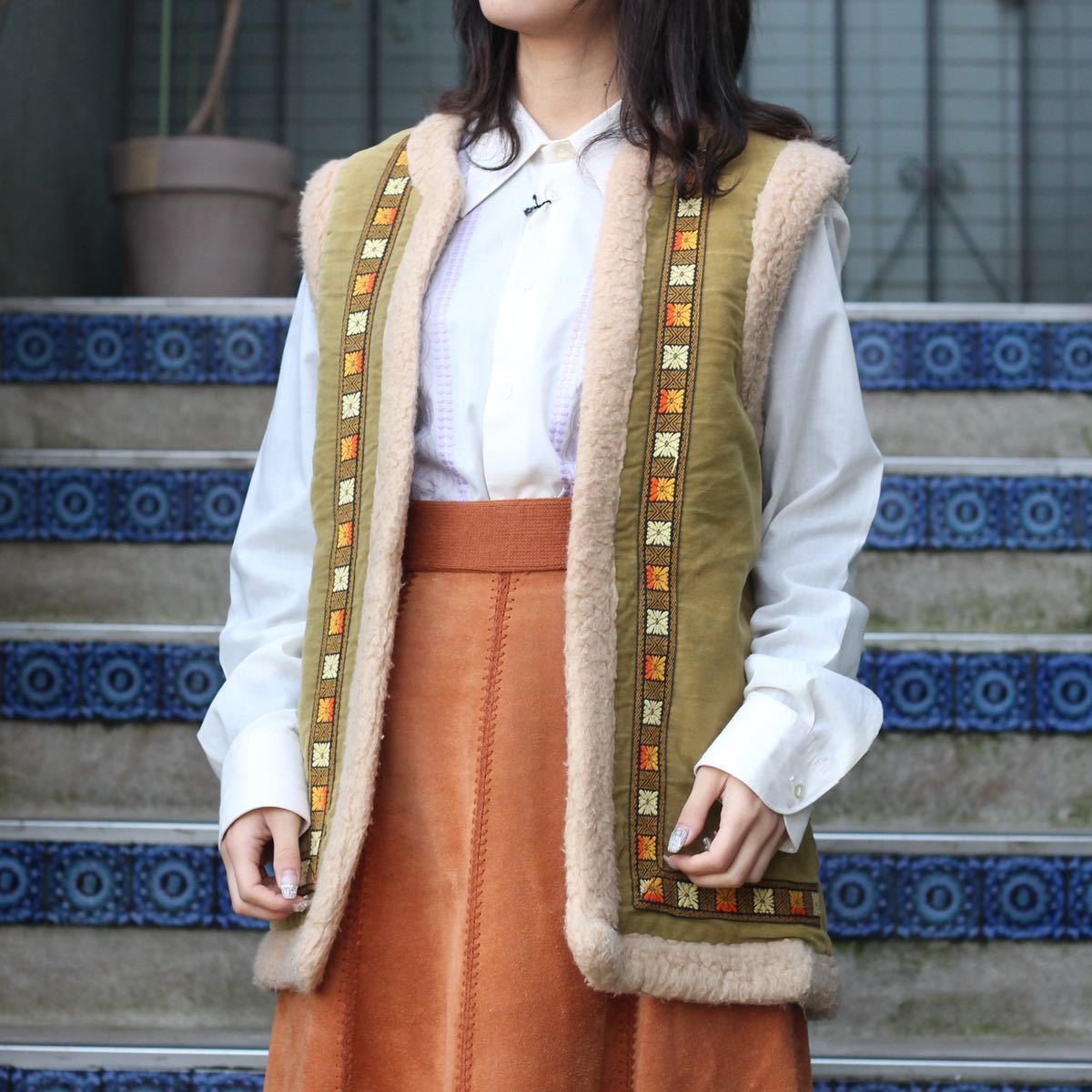 USA VINTAGE アメリカ古着刺繍デザインボアベスト-