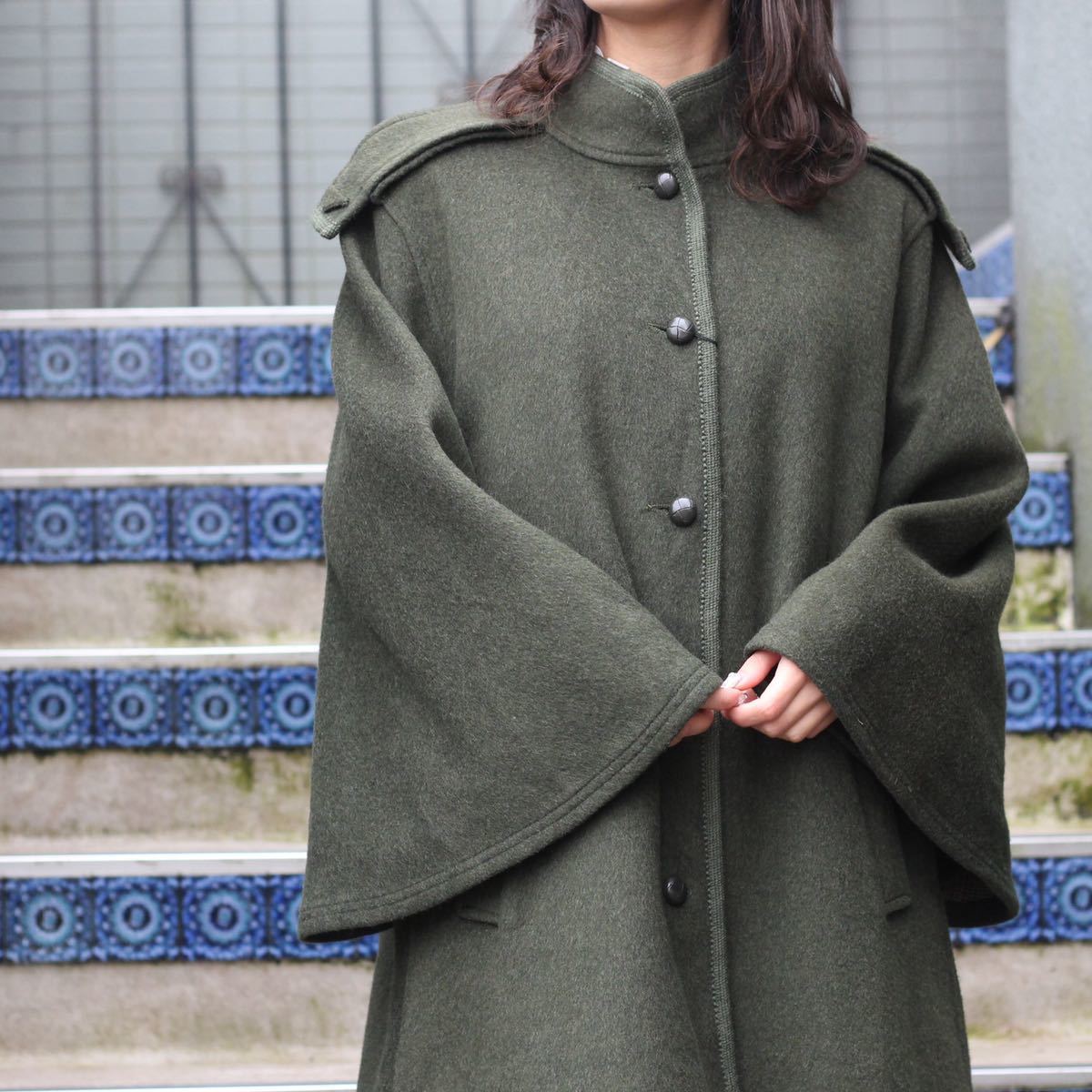 EU VINTAGE steinbock WOOL TYROLEAN CAPE COAT PONCHO/ヨーロッパ古着