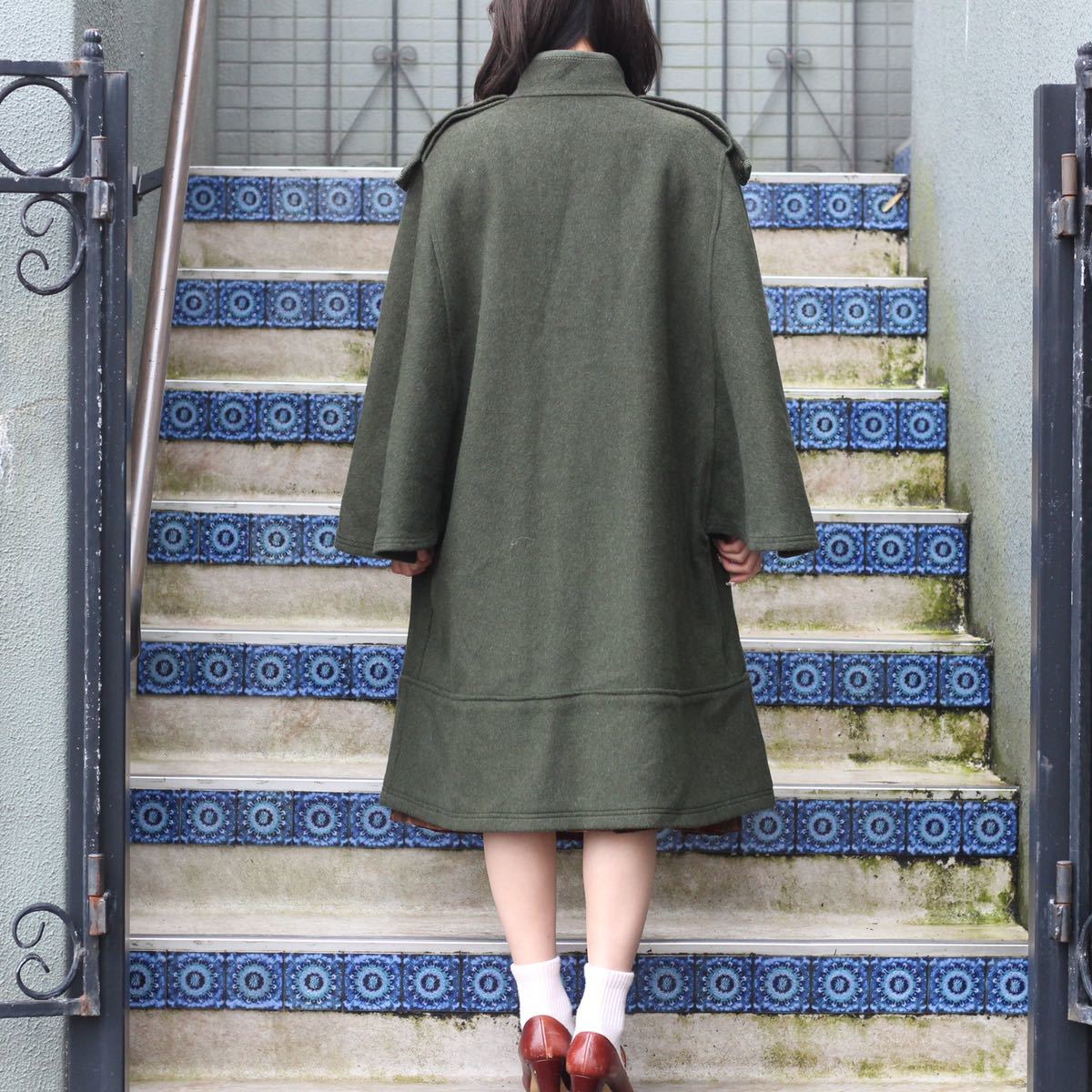 EU VINTAGE ヨーロッパ古着ウールチロリアンケープコート(ポンチョ)-