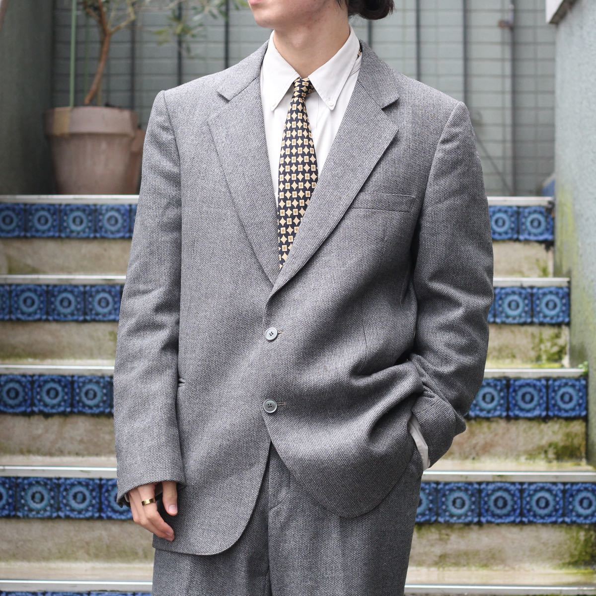 EU VINTAGE CAMAF TWEED SET UP SUIT/ヨーロッパ古着ツイードセットアップスーツ_画像2